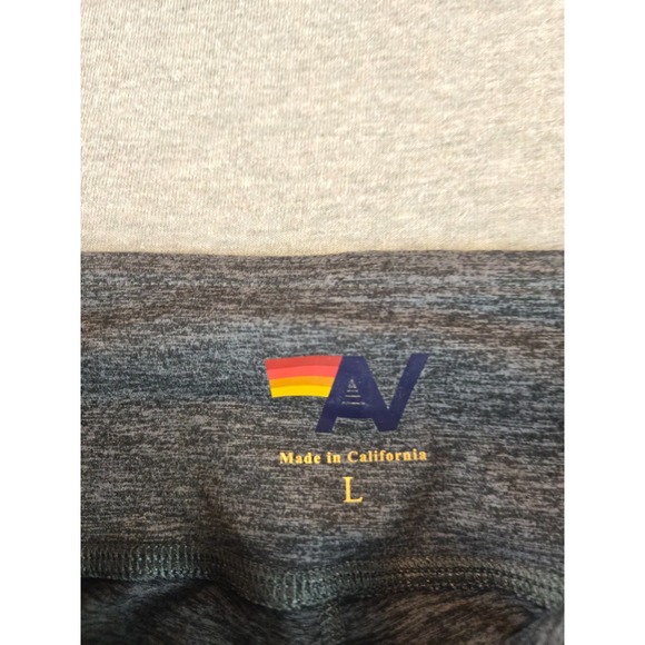 Aviator Nation Leggings Womens Large Heathered Gray Rainbow Spellout Logo Gym - Picture 5 of 11